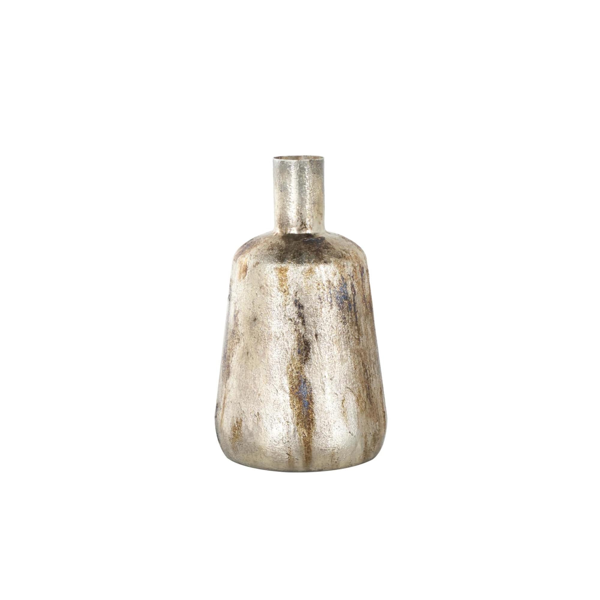 Bronze & Cream Foiled Metal Vase with Blue Accents